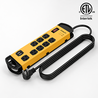Prise multiple élégante 8 prises CA avec protection contre les surtensions, 2 ports USB, cordon de 1,8 m, interrupteur principal unique, homologuée ETL, ignifuge, jaune