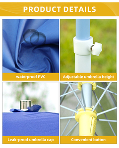 ร่มชายหาดขนาดใหญ่แบบพับได้ ปรับเอียงได้ ทนทาน ป้องกันรังสียูวี UPF 50+ โครงเห<span class=keywords><strong>ล</strong></span>็ก กันลม กันน้ำ ผ้า Oxford - Product Image 2