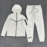 Ensemble 2 pièces de sport personnalisé avec logo, pour hommes et femmes, en coton tricoté 80%, 330g, comprenant une veste zippée intégrale avec poche zippée sur le bras et un pantalon de jogging