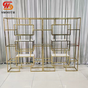 Smooth High Quality Rectangular Gold Stainless Steel Frame Party Wine Display <b>Stand</b> for Wedding - Product Image 3