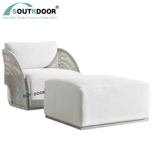 Lit simple de luxe en osier d'aluminium de rotin de <span class=keywords><strong>jardin</strong></span> de piscine extérieure <span class=keywords><strong>Matelas</strong></span> de chaise longue portable d'hôtel pour le salon Villa pour la terrasse - Product Image 6
