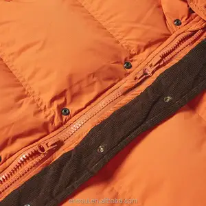 Factory Custom Logo Winter 100% Cotton Orange Blank Thick Windproof Sports Plain Puffer Jacket For Men