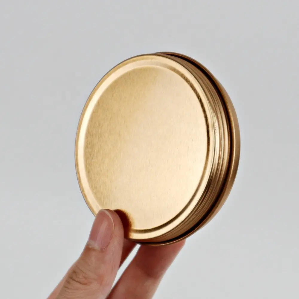 Round Emppty 2 Oz 3 Oz Balm Cream Gold Black Round Metal Aluminum Can Cosmetic Tins Cans Tin Tea Box Tin Jar Embossed Logo