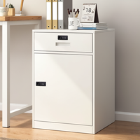 Meuble de rangement de bureau moderne en acier, petit casier avec serrure à code robuste, tiroir de rangement et base pour imprimante, modèle bas