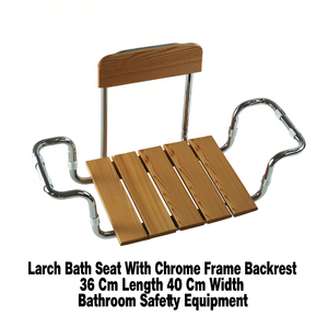 Larch <b>Bath</b> <b>Seat</b> With Chrome Frame Backrest 36 Cm Length 40 Cm Width Bathroom Safety Equipment - Product Image 2