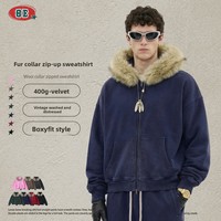 Cardigan zippé à capuche pour homme, style rétro européen/américain, coupe ample, doublure polaire, design épaissi, collection automne/hiver