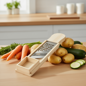 Épluche-légumes en bois avec râpe métallique pour usage en cuisine - Product Image 3