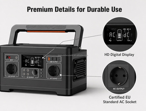 Station d'alimentation portable 500W 520Wh 220V avec prise EU, batterie lithium-ion, générateur solaire, alimentation de secours pour le camping et la maison - Product Image 3