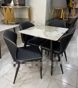 Juegos de mesa de centro de ahorro de lujo, mesas de comedor redondas modernas de ocio y Juego de 4 sillas - Product Image 2