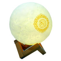 Lampe tactile islamique suspendue Coran et lune avec haut-parleur, lumière RGB, 24 récitants célèbres, télécommande