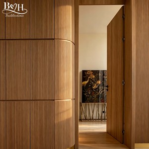 Puerta de Entrada Interior Moderna de Madera Sólida con Bisagras Ocultas Antióxido para Proyectos Personalizados en Villas de Lujo - Product Image 1