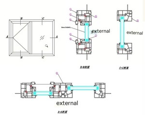 Fenêtre à auvent en PVC-U série 82, fenêtre à ouverture vers l'extérieur à charnières supérieures en PVC-U, fenêtre à auvent en vinyle multi-chambres avec double vitrage - Product Image 2