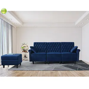 Мебель для гостиной, бархатная ткань, современный дизайн, секционный диван с оттоманкой для дома
