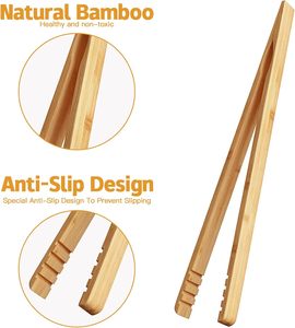 Yukmin Bamboo <strong>Toast</strong> Tongs, 10.2 Inches Long Wood Toaster Tongs with Anti-slip Design, Tongs for Cooking with Cooking Oil Coating - Product Image 6