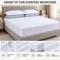 Parure de draps ajustés 3 pièces en coton 100% premium, doux, respirant, infroissable, à poches extra profondes, pour hôtels modernes et chambres à coucher.
