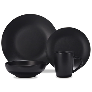 Juego de Vajilla de Cerámica Esmaltada en Color Negro, Blanco y Beige, 16 Piezas, Listo para Enviar, Estilo Moderno y Minimalista - Product Image 3