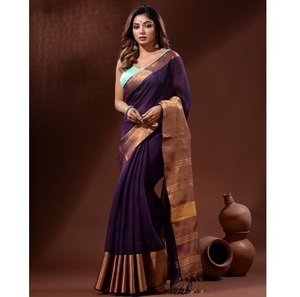 Sari de Seda Pura Multicolor para Mujer con Textura de Tela Premium y Estilo Tradicional Elegante para Celebraciones Festivas de la India - Product Image 6