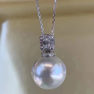 Colgante de Plata S925 para DIY con Soporte Vacío para Perlas, Estilo Gema, para Collares, para Perlas de 10-15mm, 30872, Encanto Diamante - Product Image 1
