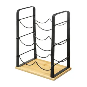 Design Factory Supplier Steel And Wood Wine Racks Bottle Stand