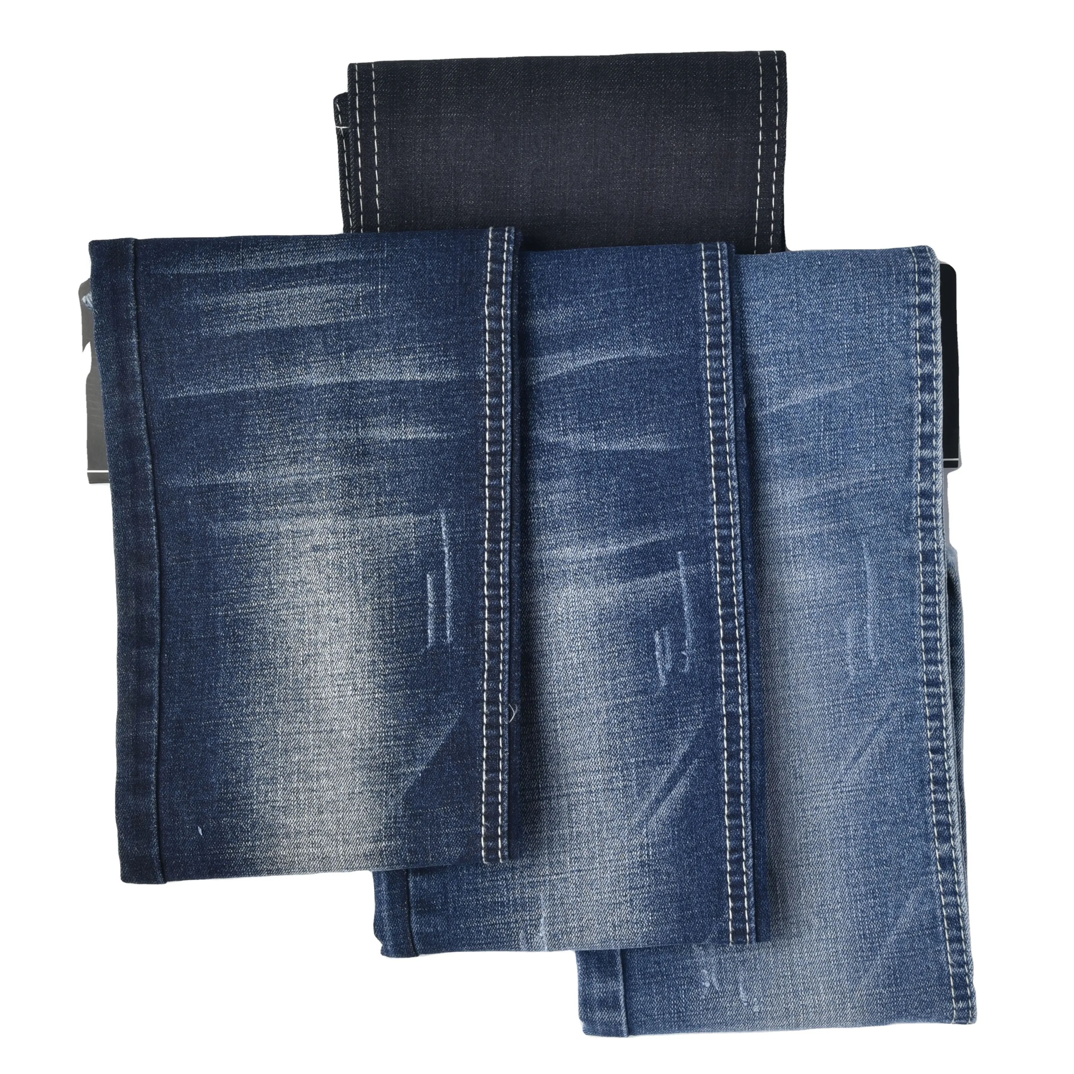 10oz Cotton polyester spandex rayon cross hatch slub Stretch denim fabric for jeans