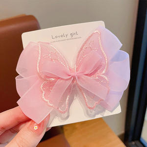 Custom Cute Princess Butterfly Hairpin 5cm Sweet Bow Cabelo Clip Meninas Metal Tecido Cabelo Acessórios Estilo Cartoon Feito de Liga - Product Image 4