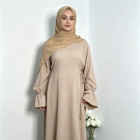 Abaya plissée pour femmes, tailles 52-60 (Gulf UK 6-18 US 2-14), avec poignets cloche, vêtement musulman islamique modeste, longueur au sol