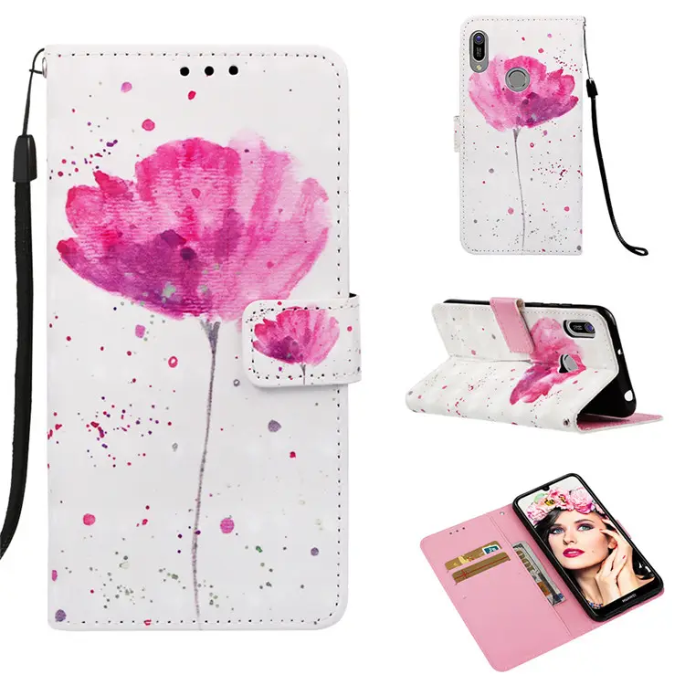Case For Huawei Honor Play 8A PU Leather Phone Case Flower Painted Cover Flip Wallet Bag For Huawei honor 8x