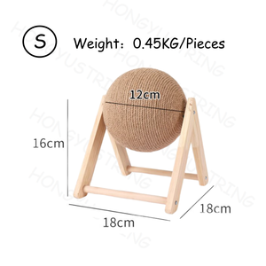 Nuevo Diseño de Juguete Rascador para Gatos, Poste de Sisal con Bola Rascadora y Base de Madera - Product Image 4