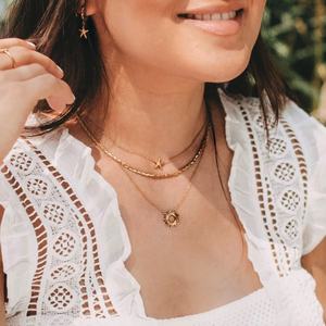 العصرية بوهو 925 فضة 18k الذهب عالية الجودة الفضة عادي نجم البحر نجمة قلادة المختنق - Product Image 2