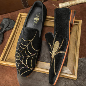 Wholesale Custom Casual Shoes for Men Velvet Spider Embroidery Gentlemen Formal Wear Men's leather Dress Shoes&Oxfords - Product Image 2