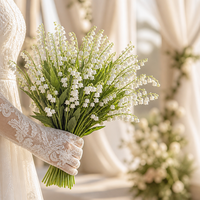 Bouquet de mariage minimaliste coréen en lys de vallée artificiels pour la décoration de la maison, du salon, de la table de fête