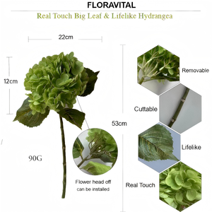 Hydrangeas artificiels en latex à toucher réel, grandes têtes, <span class=keywords><strong>fleurs</strong></span> d'hortensia vertes et blanches de haute qualité pour la décoration de mariage - Product Image 6