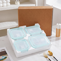 Ensemble de contenants de préparation des repas en verre avec couvercle, vente chaude, cuisine, alimentation, fermeture à pression, micro-ondes, lave-vaisselle, étanche, sécurité