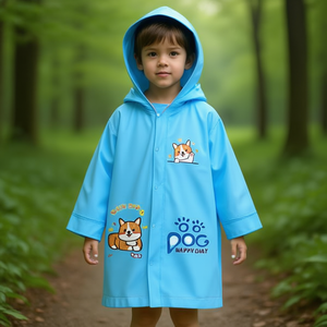 Feeling Rain - Impermeable para niños, color azul, con capucha, impermeable, de PVC, con estampado de Corgi, talla S, M, L, XL, XXL - Product Image 3