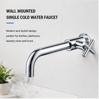 Robinet de cuisine moderne en acier inoxydable à levier unique, chromé, mural, pour lavabo, robinet d'eau froide