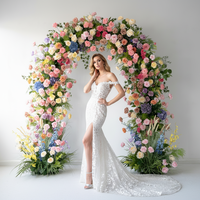 Arche florale pour événements de mariage avec support, chemin de table en roses de soie, toile de fond pour arche de mariage, décorations murales romantiques pour chambre à coucher
