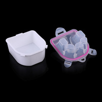 Bol carré professionnel en plastique pour trempage des ongles, double couche, couvercle amovible, écologique, pour le retrait du vernis à ongles et du gel à base d'eau