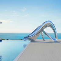 Équipement de terrain de jeu en métal moderne, toboggan de piscine, statue de jardin, décoration de cour, sculpture extérieure en acier inoxydable