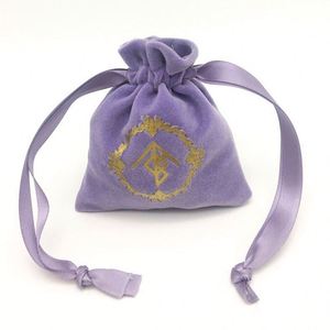 New Personalized Luxury Velvet Pouch Velvet Jewelry Packaging Pouch Soft Velvet <b>Draw</b> String Gift Bags With Logo Printing - Product Image 1