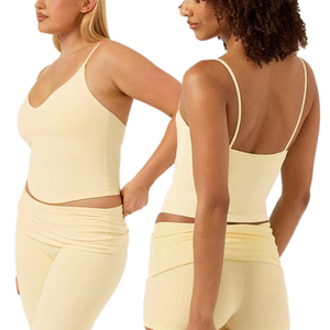 Ensemble de sport deux pièces pour femme, léger 220g, comprenant un crop top respirant à fines bretelles et un legging taille haute élastique - Product Image 1