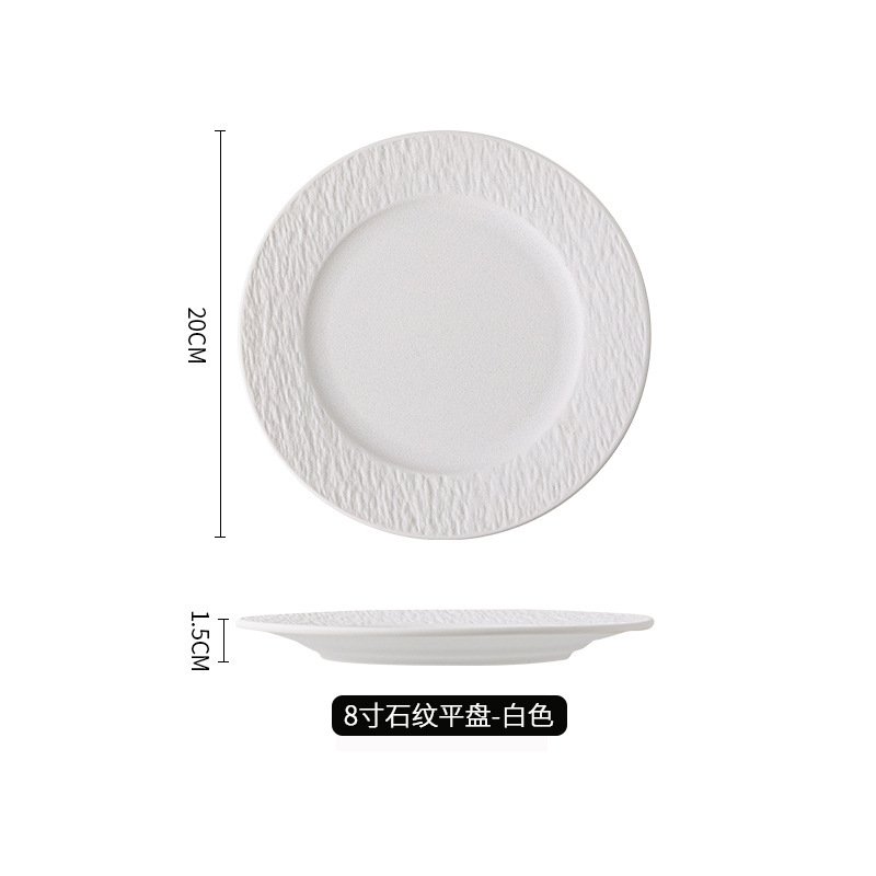 assiette plate motif pierre-blanc