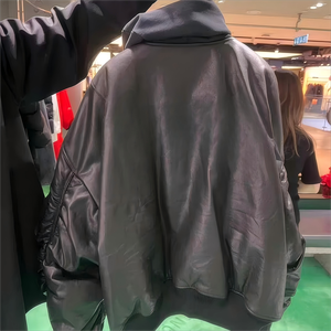 OEM 卸売 格安 カスタムデザイン バレンシアガ風 フード付きレザージャケット メンズジャケット - Product Image 3