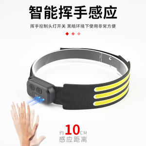 Nouvelle lampe frontale à capteur COB rechargeable à LED avec lumière rouge pour le cyclisme et la course à pied, charge Type C, haute intensité, utilisation en extérieur - Product Image 2