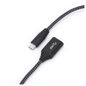 Lung Kay Type <b>C</b> To <b>Usb</b> 3.0 <b>Adapter</b> Cable Nylon Braided Black Extension For Otg Connectors - Product Image 3