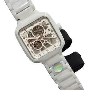 Nouvelle montre mécanique classique élégante, bracelet en céramique blanche de 20 mm, mouvement automatique creux, cadran à aiguilles, montre pour homme - Product Image 2