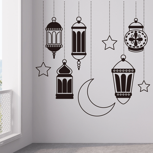 DAMAI Ramadan Arabic Black Chandelier Wall <b>Stickers</b> Eid Al-Fitr Living Room Glass Door and Window <b>Stickers</b> - Product Image 3