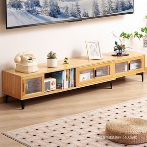 Meuble TV minimaliste moderne en bois, armoire de rangement sur pied pour petit appartement, salon - Product Image 3