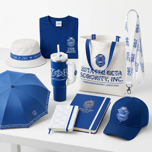 Set de Regalo Universitario de Alta Calidad con Diseño Artístico de Letras Griegas <span class=keywords><strong>en</strong></span> Cerámica y Tela, Ideal para Regalos de Sororidades y Tiendas Universitarias, OEM, Azul y Blanco - Product Image 1
