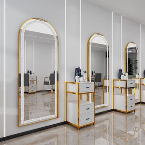 Miroir LED rond incrusté de <span class=keywords><strong>strass</strong></span>, station de beauté de luxe, miroir de coiffure et de maquillage pour salon de beauté - Product Image 2