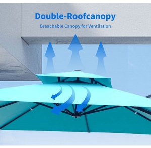 Parasol de terrasse moderne <span class=keywords><strong>en</strong></span> aluminium léger surdimensionné avec auvent de 4 m et base <span class=keywords><strong>en</strong></span> plastique pour supermarchés et usage commercial extérieur - Product Image 2
